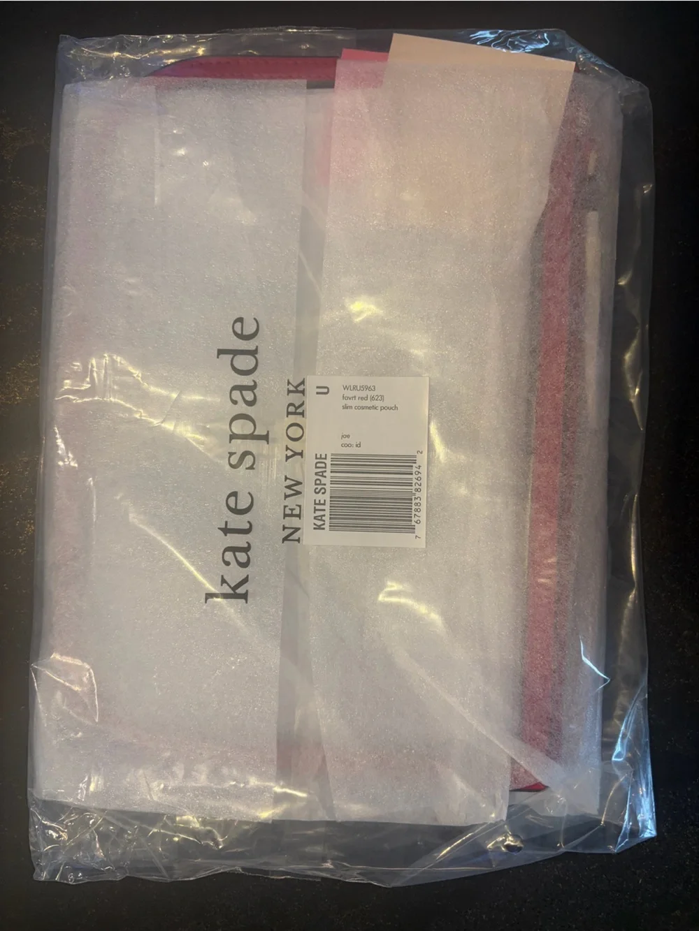 Kate Spade Clear & Red Cosmetic Pouch Bag